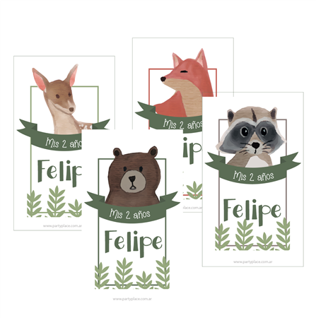 Stickers rectangulares Bosque 12u Pers